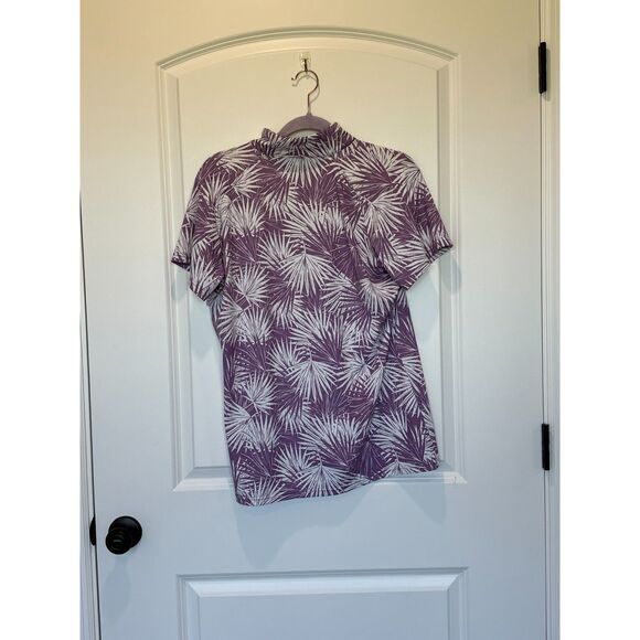 Piper by Smartpak Short Sleeve Sun Shirt Purple Palm Print Size Large - Picture 2 of 6